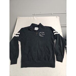 Cuffy's of Cape Cod Nautical SWEATER Kangaroo Pouch 1/2 Zip Sailing BLACK Sz XL